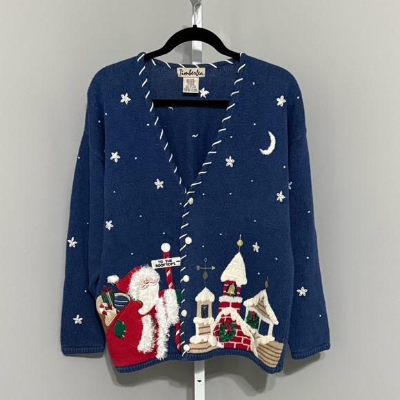 TIMBERLEA Christmas Stars & Moon Cardigan - Picture 1 of 8